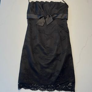 Black strapless dress with lace overlay